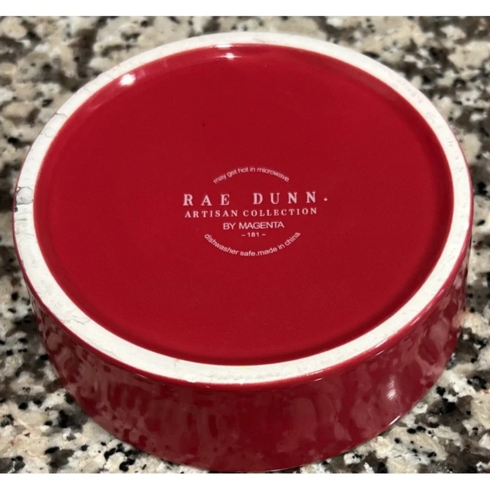 RAE DUNN Holiday Christmas MERRY CATMAS Red Cat Kitten Food Bowl